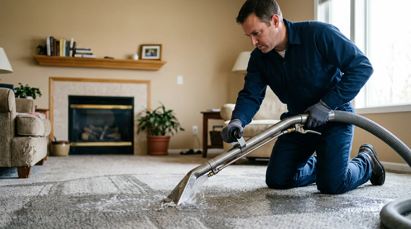 Water damage restoration technician working near Westfield, IN